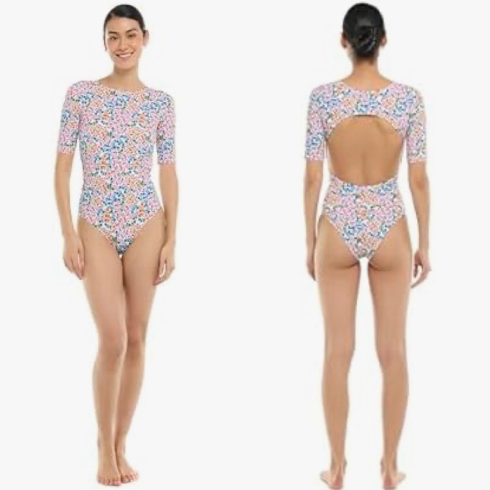 EIDON Women's Standard Joan Short Sleeve One Piece Swimsuit Size Large